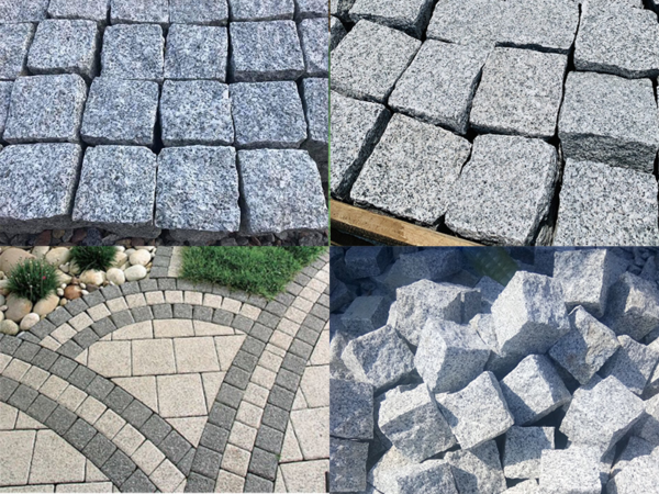 Đá cubic 20x20x10cm granite trắng Phù Mỹ chẻ tay